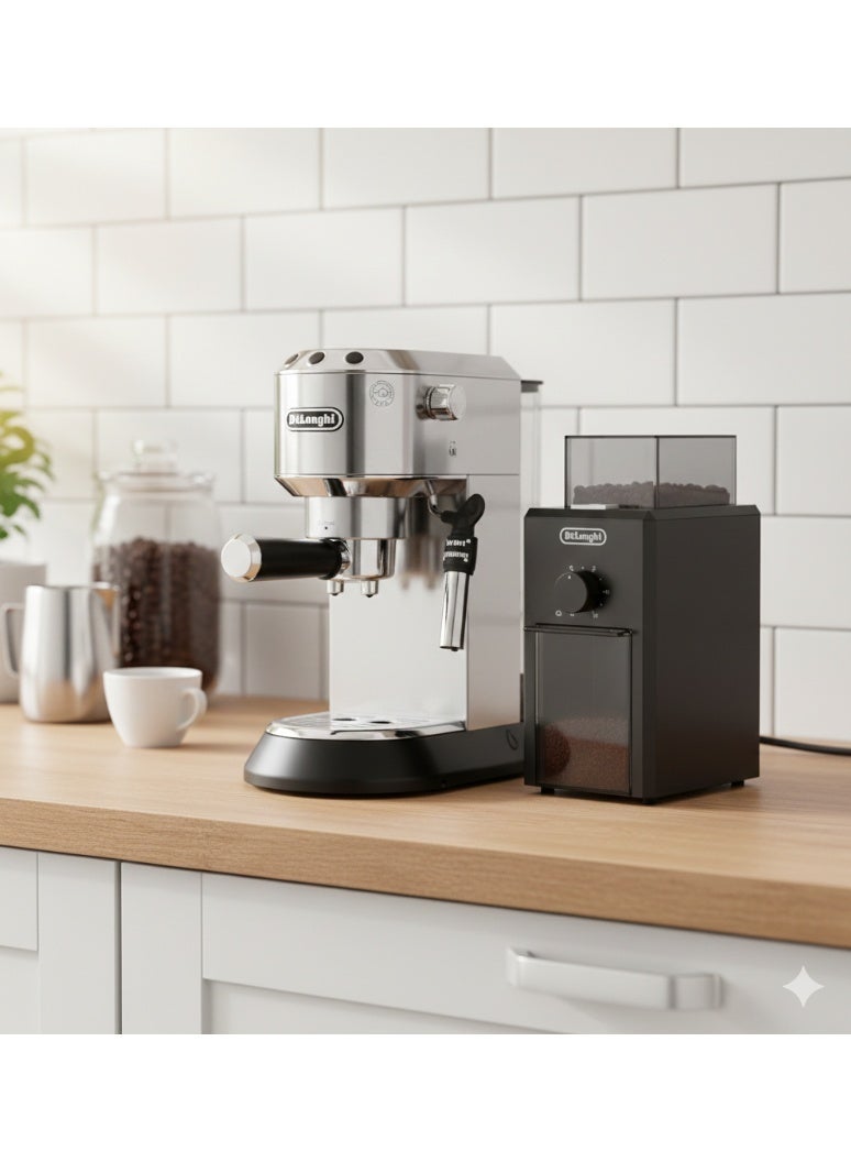 ديلونجي ماكينة قهوة إسبريسو ديلونجي ديديكا بمضخة EC685W  مع مطحنة حبوب قهوة كهربائية من ديلونجي بشفرة من الفولاذ المقاوم للصدأ KG79 - Image 3